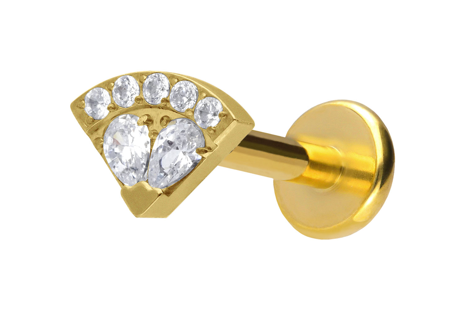 Titan Labret Piercing mit Push Fit KRISTALLFÄCHER